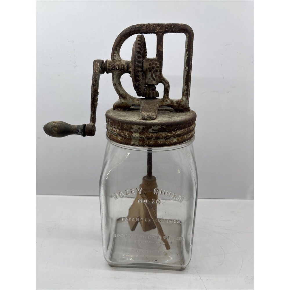 Antique Dazey No. 20 Glass Hand Crank Butter Churn Pat 1922 Working